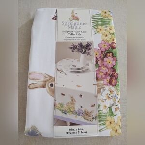 NWt🏷️ 'Springtime 💐 Magic' Bunny Tablecloth 60" x 84" by Benson Mills ~